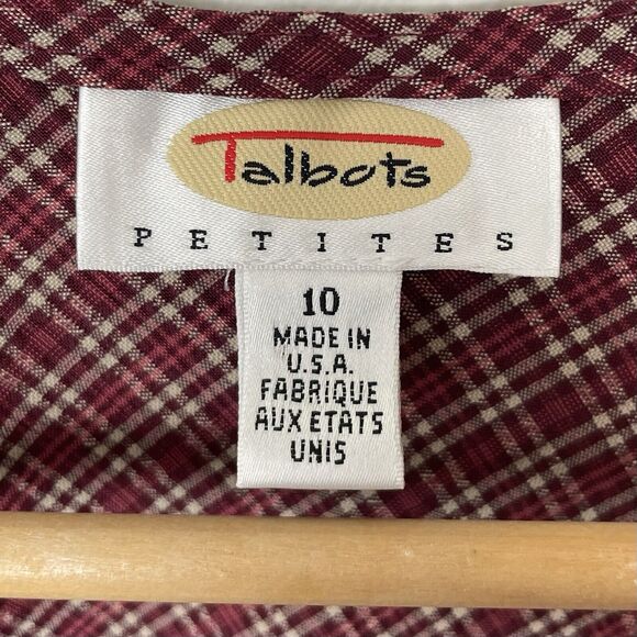 Talbots Plaid Red Tan Sleeveless Jumper Dress Plaid 10 Petite Made in USA - Picture 3 of 12